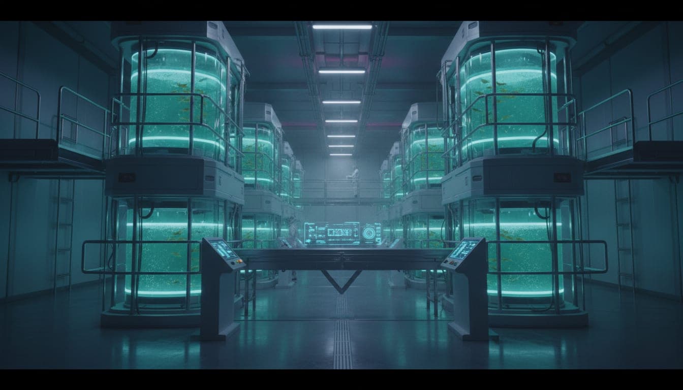 Futuristic smart shrimp farm tanks